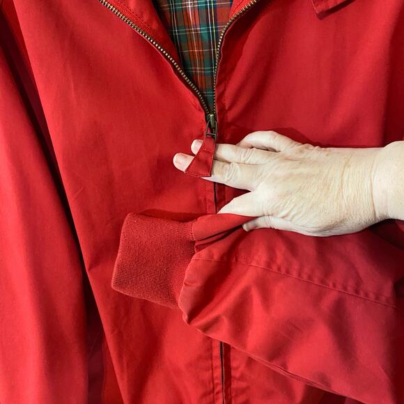 Vintage Orvis Red Harrington Jacket Plaid Lining Hong Kong Made Size L grandpa - Picture 5 of 7